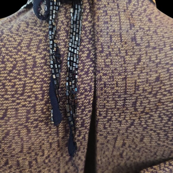 Vintage 1980's-90's Cache Beaded Formal Dress with Tie Halter Neck Purple-Blue - Picture 9 of 10